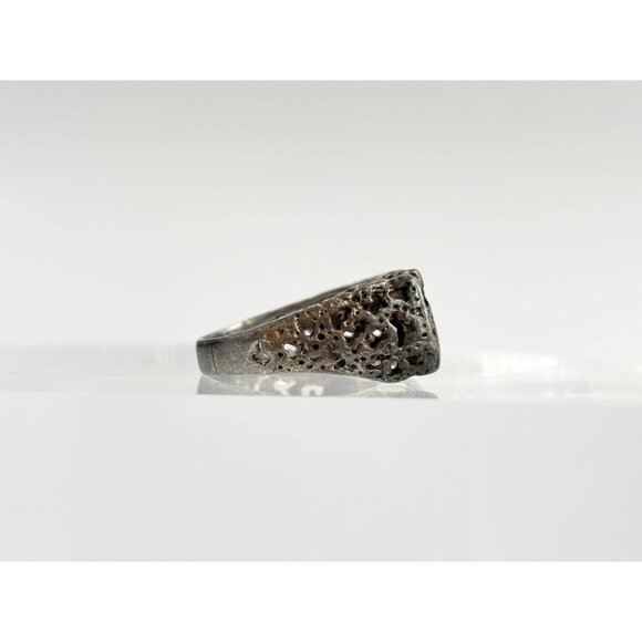 I Love You - Hand Carved Straight Shank 925 Sterling Silver Vintage Ring - sz 9 - Picture 4 of 12